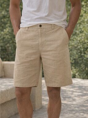 Murano Men Baird McNutt 100% Linen Linen Casual Shorts in Beige Size 30
